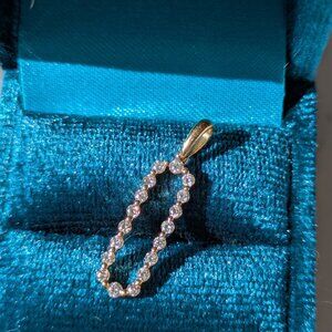 14k Yellow Gold and Diamond Paperclip Pendant